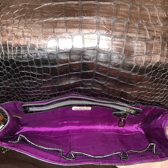 Isabella Fiore Silver Beaded Snakeskin Print Leather Bag/Clutch - Picture 5 of 8